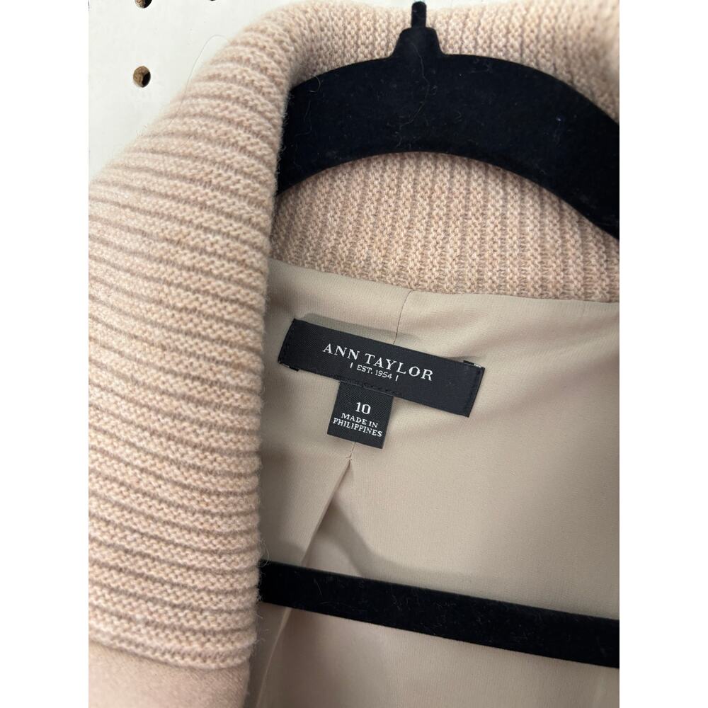 Ann Taylor Wool-Blend Jacket Oversized Collar Blonde Coffee Quiet Luxury Size 10 - Picture 4 of 8